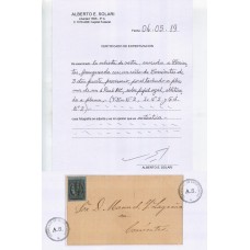 ARGENTINA 1860 GJ 2 CORRIENTES CARTA PLIEGO CIRCULADO A LA CAPITAL CON ESTAMPILLA VALOR PROVISORIO TACHADO A PLUMACON CERTIFICADO DE AUTENTICIDAD U$ 1100 RARA